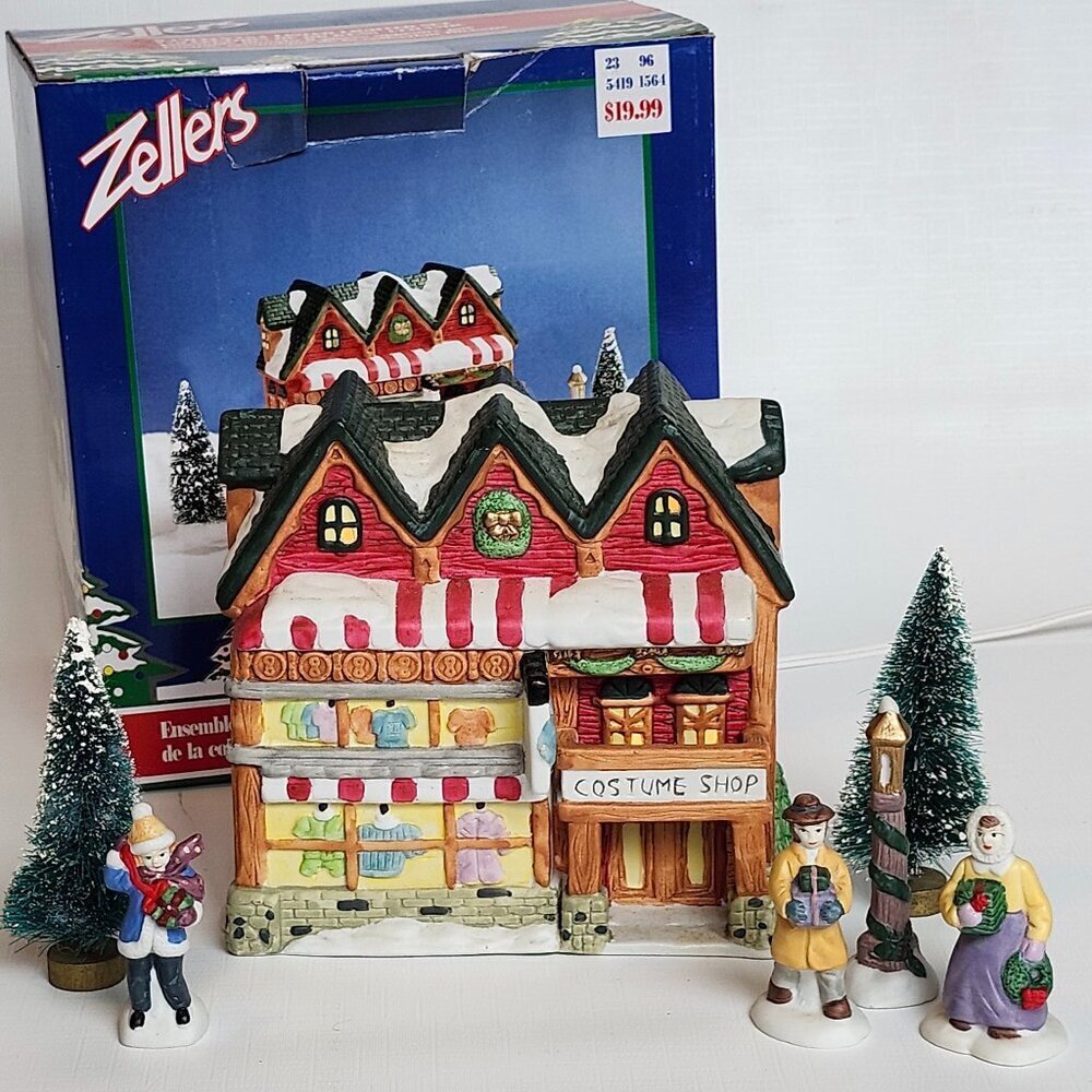 RETRO ZELLERS Christmas Village COSTUME SHOP Excellent Condition Complete